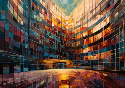 Futurism building impasto Oil Painting AI Print Wall Art Poster