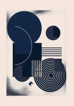 Geometric White and Blue Style AI Print Wall Art Poster