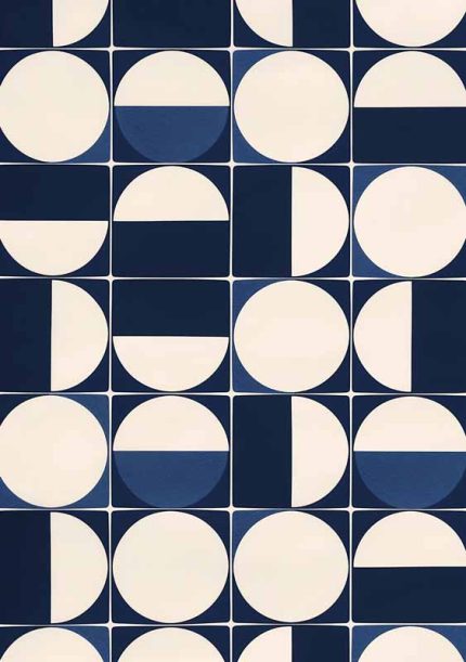 Geometric White and Blue Style AI Print Wall Art Poster