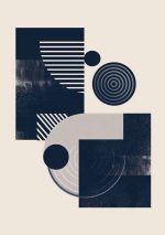 Geometric White and Blue Style AI Print Wall Art Poster