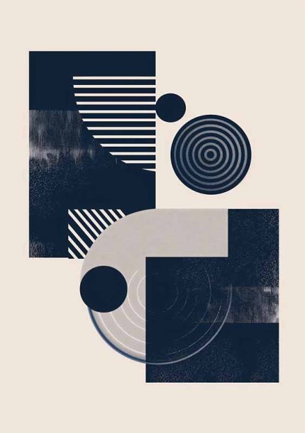 Geometric White and Blue Style AI Print Wall Art Poster