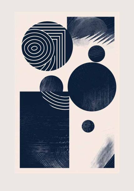 Geometric White and Blue Style AI Print Wall Art Poster