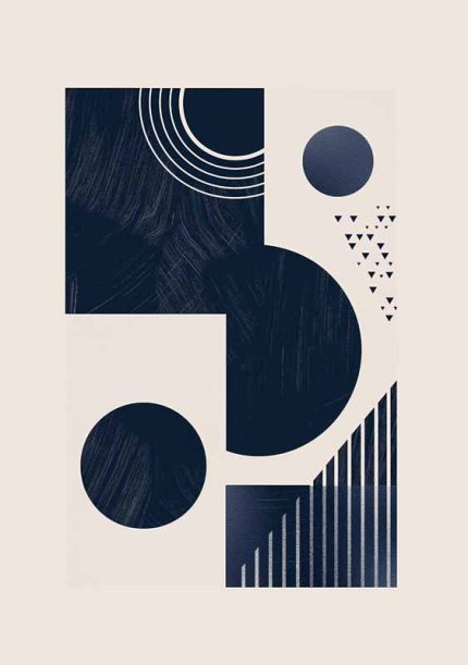 Geometric White and Blue Style AI Print Wall Art Poster