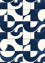 Geometric White and Blue Style AI Print Wall Art Poster