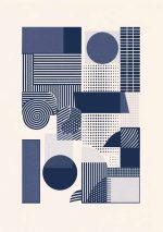 Geometric White and Blue Style AI Print Wall Art Poster