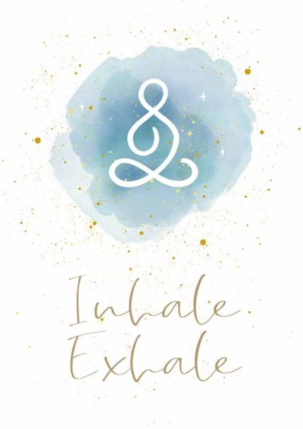Meditation Poster: Inhale Exhale and Meditation Symbol Mindfulness Wall Art Poster