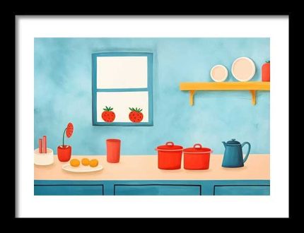 Abstract Kitchen Scene | Modern Kitchen Design Art | Kitchen Interior Décor Kitchen Trendy Print Wall Art Framed Poster