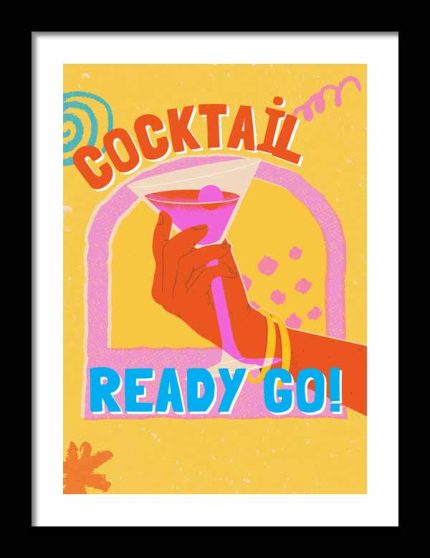 Cocktail Ready Go Art Print | Vintage Cocktail Poster | Bar Décor Kitchen Trendy Print Wall Art Framed Poster