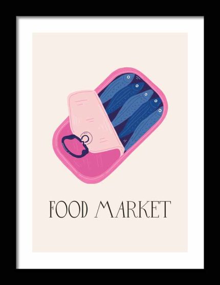 Food Market Sardine Kitchen Trendy Print Wall Art Framed Poster