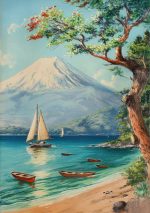 Mount Fuji Crayon Drawin Style AI Print Wall Art Poster