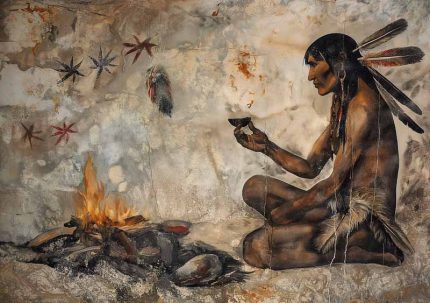 Native American Cave Art Wall Art Metal Aluminum Print