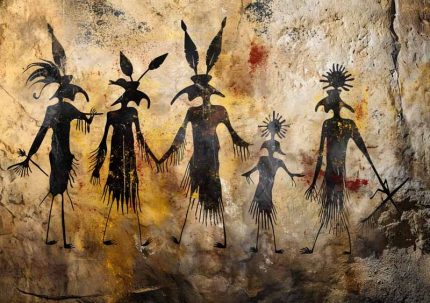 Native American Cave Art Wall Art Metal Aluminum Print