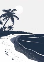 Simple Drawing navy blue AI Print Wall Art Poster