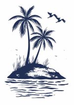 Simple Drawing navy blue AI Print Wall Art Poster