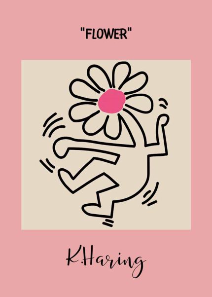 Keith Haring's Flower Head Trendy Wall Art Poster