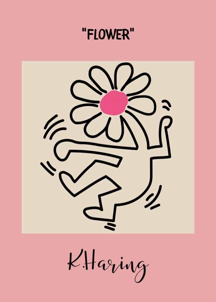 Keith Haring's Flower Head Trendy Wall Art Poster - Image 1