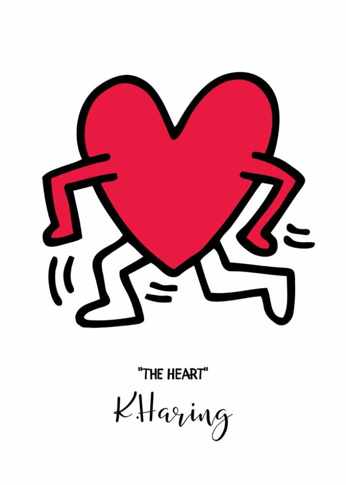 Keith Haring: The Heart Trendy Colorful Print Wall Art Poster - Image 1