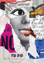 Fragmented Portrait Collage - Courage and Inner Strength Art Trendy Colorful Poster Wall Art Aluminum Print