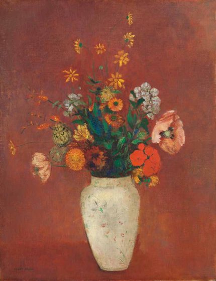 Bouquet in a Chinese Vase by Odilon Redon - Floral Still Life Painting Poster Wall Art Aluminum Print