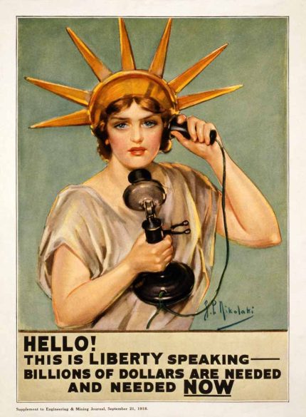 Liberty Speaking - WWI War Bonds Poster (1918) Trendy Colorful Poster Wall Art
