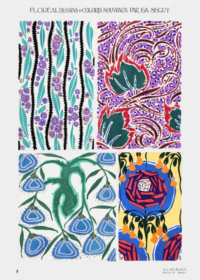 E.A. Séguy Floréal Art Deco Pochoir Plate - Floral Pattern Design Poster Wall Art - Image 1