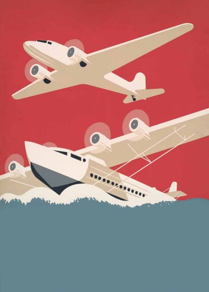 West with the Night Book Cover Art - Vintage Aviation Illustration Poster Wall Art Aluminum Print
