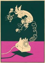 Abstract Telephone Graphic - Angel & Devil - Style of Milton Glaser Poster Wall Art Aluminum Print