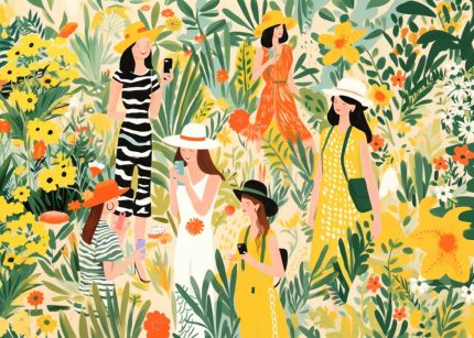New York Fashion People Drawing Nature Art Print, Urban Nature, Botanical Illustration, Fashion Illustration, Modern Lifestyle, Colorful Art Poster Wall Art Aluminum Print