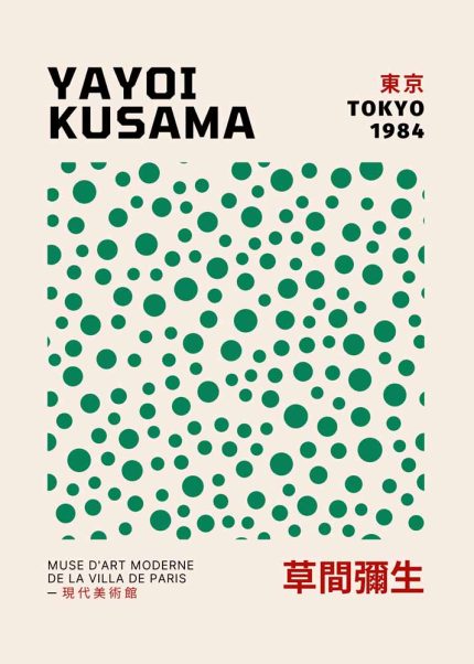 Yayoi Kusama Tokyo 1984 Exhibition Poster, Modern Art, Polka Dots, Japanese Art, Museum Poster Poster Wall Art Aluminum Print