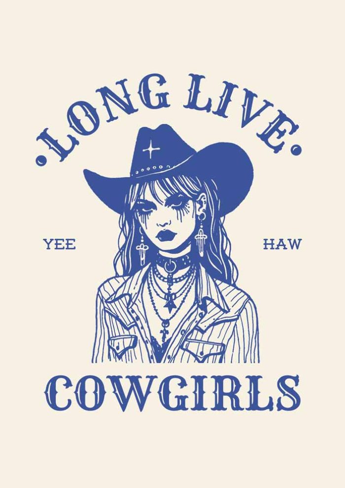 Long Live Cowgirl Trendy Colorful Poster Wall Art - Image 1