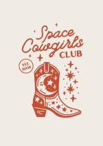 Space Cowgirls Trendy Colorful Poster Wall Art Aluminum Print