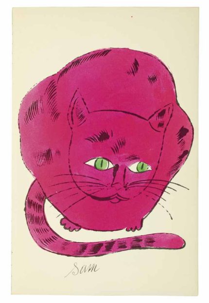 Sam the Cat Art Print, Whimsical Cat Portrait, Pink Cat Illustration, Pet Art, Cat Lover Gift Poster Wall Art