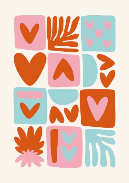 Heart Trendy Colorful Poster Wall Art Aluminum Print