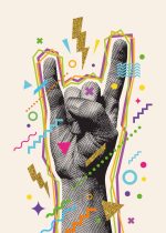 Peace Sign Trendy Colorful Poster Wall Art Aluminum Print