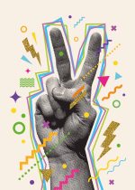 Peace Sign Trendy Colorful Poster Wall Art Aluminum Print