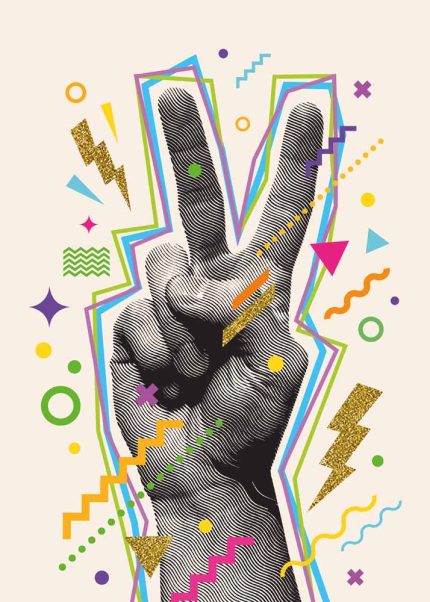 Peace Sign Trendy Colorful Poster Wall Art Aluminum Print