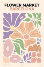 Flower Market Barcelona - Abstract Floral Art Print - Pastel Colors Poster Wall Art Aluminum Print