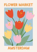 Flower Market Amsterdam  - Abstract Floral Art Print - Pastel Colors Poster Wall Art Aluminum Print
