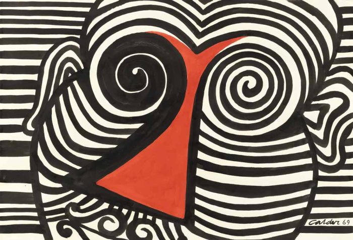 Abstract Swirls and Red Shape by Calder, Modern Art Poster, Geometric Art Print Poster Wall Art - Image 1