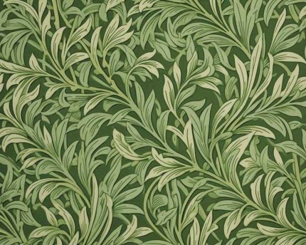 Green Floral Pattern: Vintage Botanical Wallpaper  Eclectic Trendy Colorful Wall Art Poster