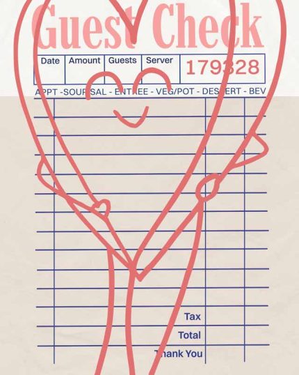 Whimsical Restaurant Check with Heart and Stick Figure