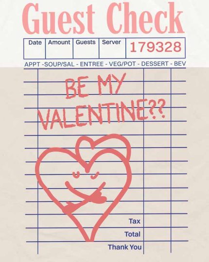 Whimsical Restaurant Check with Heart and Stick Figure