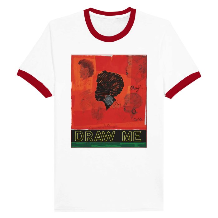 Kerry James Marshall "Draw Me" Art  Inspired Tee Unisex Ringer T-shirt - Image 3