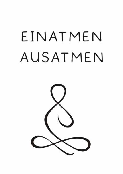 Minimalist German Meditation Art: Einatmen Ausatmen Print Mindfulness Wall Art Poster