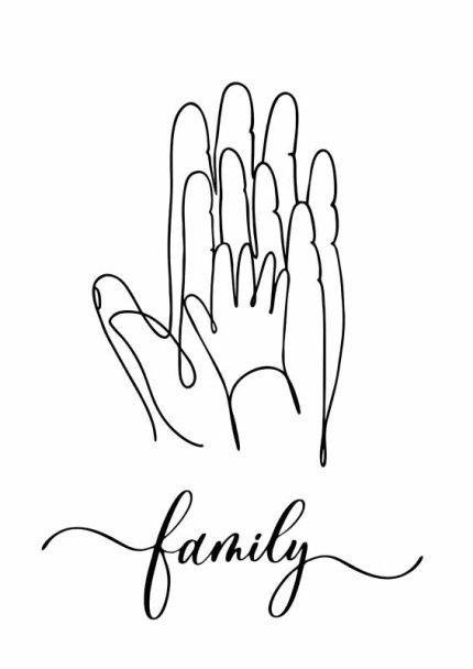 Minimalist Family Art: Parent and Child Hands Mindfulness Wall Art Poster