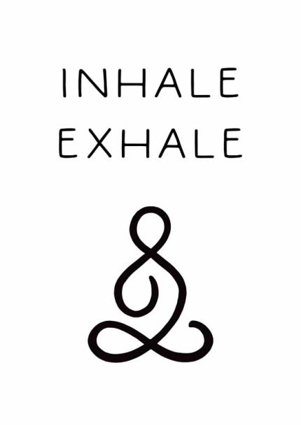 Meditation Poster: Inhale Exhale and Meditation Symbol Mindfulness Wall Art Poster